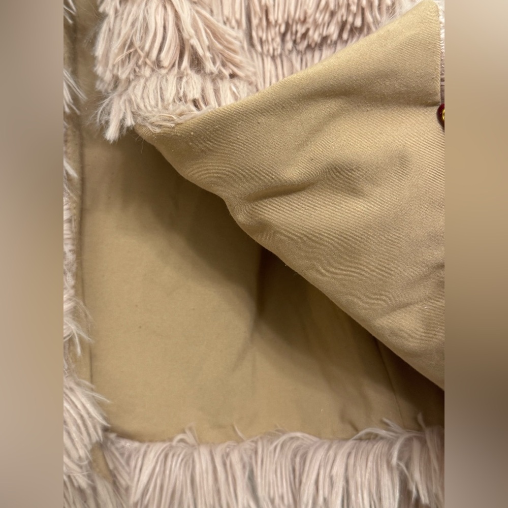 Cozy Tan Faux Fur Shaggy Cardigan Jacket Coat | Open Front | Size Small - Picture 6 of 10